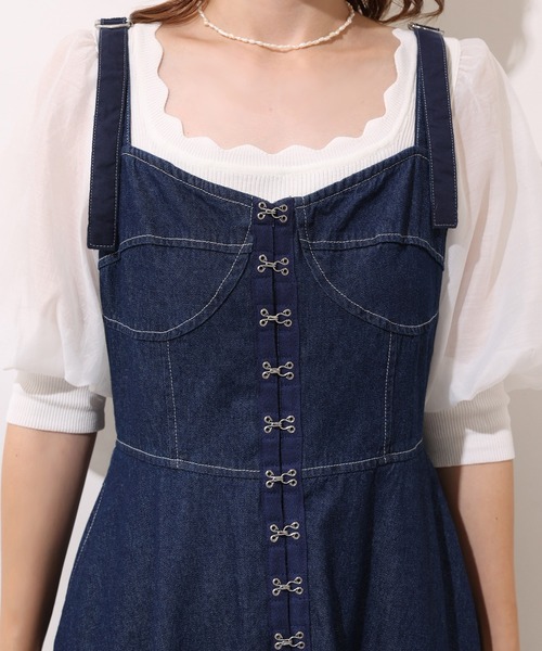 one after another NICE CLAUP（ワンアフターアナザーナイスクラップ）の「フロントカギホックジャンパースカート（ジャンパースカート・レディース・ブラック/ネイビー/アイボリー・FREE）」の10枚目の写真