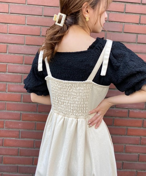 one after another NICE CLAUP（ワンアフターアナザーナイスクラップ）の「フロントカギホックジャンパースカート（ジャンパースカート・レディース・ブラック/ネイビー/アイボリー・FREE）」の13枚目の写真