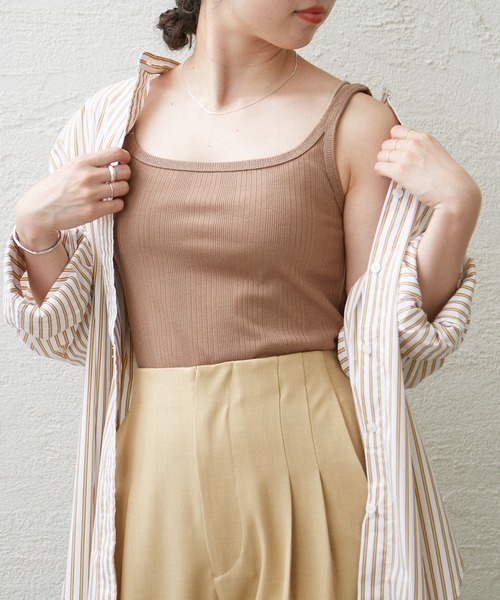 Omekashi（オメカシ）の「ランダムリブタンクトップ（タンクトップ・レディース・ベージュ/オフホワイト/ブラック・FREE）」の3枚目の写真