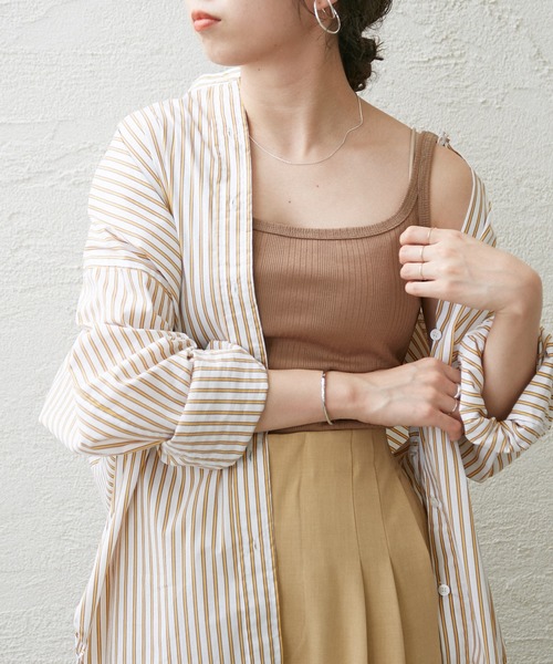 Omekashi（オメカシ）の「ランダムリブタンクトップ（タンクトップ・レディース・ベージュ/オフホワイト/ブラック・FREE）」の5枚目の写真