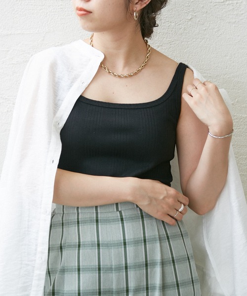 Omekashi（オメカシ）の「ランダムリブタンクトップ（タンクトップ・レディース・ベージュ/オフホワイト/ブラック・FREE）」の8枚目の写真