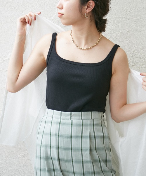 Omekashi（オメカシ）の「ランダムリブタンクトップ（タンクトップ・レディース・ベージュ/オフホワイト/ブラック・FREE）」の21枚目の写真