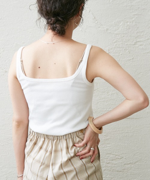 Omekashi（オメカシ）の「ランダムリブタンクトップ（タンクトップ・レディース・ベージュ/オフホワイト/ブラック・FREE）」の4枚目の写真