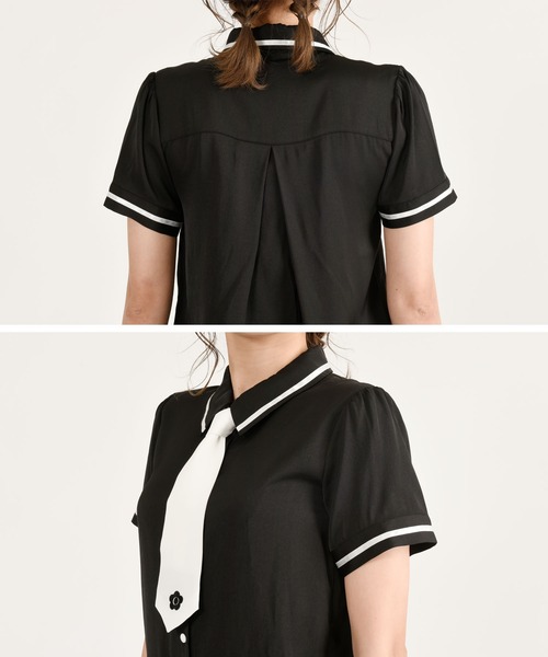 マリークヮント タグ付き タイブラウス MARY QUANT（マリークワント）の「タイ付半袖 ブラウス（シャツ