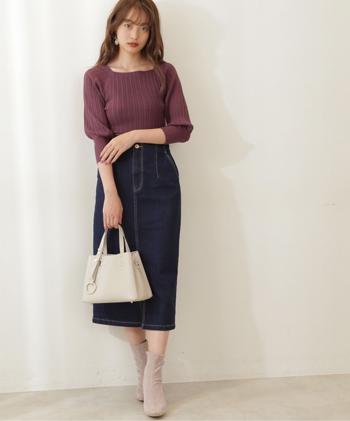 PROPORTION BODY DRESSING（プロポーションボディドレッシング）の「ハイウエストデニムタイトスカート / 1211220908（スカート・レディース・ダークネイビー/グレー・SMALL/MEDIUM）」の9枚目の写真