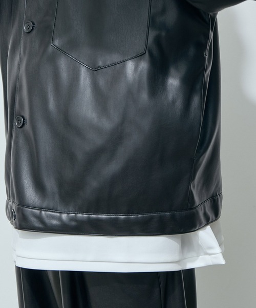 JUNRED（ジュンレッド）の「フェイクレザートラッカービッグブルゾン（ブルゾン・メンズ・ブラック・S/M/L）」の5枚目の写真