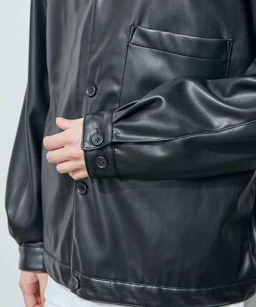 JUNRED（ジュンレッド）の「フェイクレザートラッカービッグブルゾン（ブルゾン・メンズ・ブラック・S/M/L）」の12枚目の写真