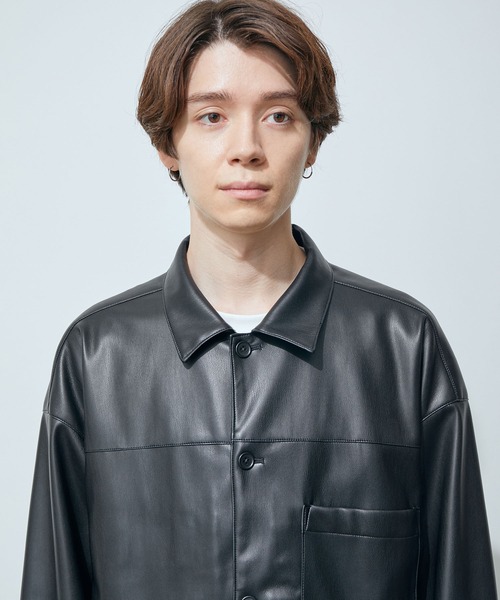 JUNRED（ジュンレッド）の「フェイクレザートラッカービッグブルゾン（ブルゾン・メンズ・ブラック・S/M/L）」の13枚目の写真