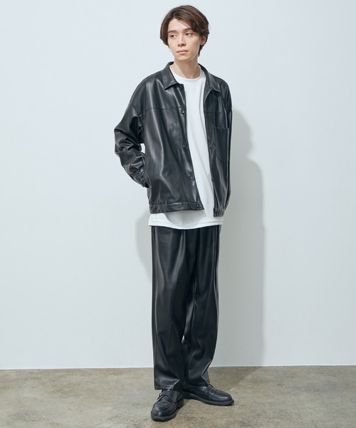 JUNRED（ジュンレッド）の「フェイクレザートラッカービッグブルゾン（ブルゾン・メンズ・ブラック・S/M/L）」の9枚目の写真