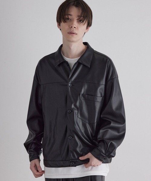 JUNRED（ジュンレッド）の「フェイクレザートラッカービッグブルゾン（ブルゾン・メンズ・ブラック・S/M/L）」の14枚目の写真