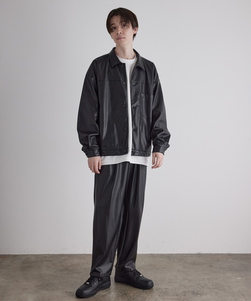 JUNRED（ジュンレッド）の「フェイクレザートラッカービッグブルゾン（ブルゾン・メンズ・ブラック・S/M/L）」の18枚目の写真