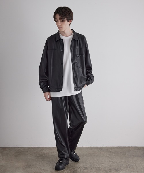 JUNRED（ジュンレッド）の「フェイクレザートラッカービッグブルゾン（ブルゾン・メンズ・ブラック・S/M/L）」の19枚目の写真