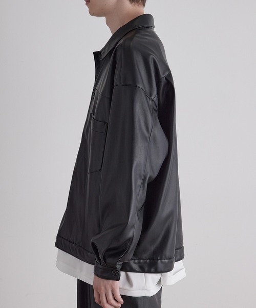 JUNRED（ジュンレッド）の「フェイクレザートラッカービッグブルゾン（ブルゾン・メンズ・ブラック・S/M/L）」の20枚目の写真