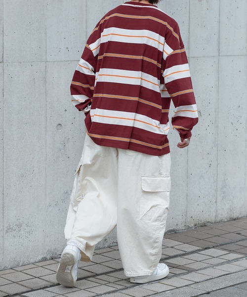 Perushu(ペルーシュ)の「【1周年記念アイテム】レトロボーダーロンT(Tシャツ/カットソー・メンズ・ダークグリーン/ダークブラウン/ボルドー・MEDIUM/LARGE)」の10枚目の写真