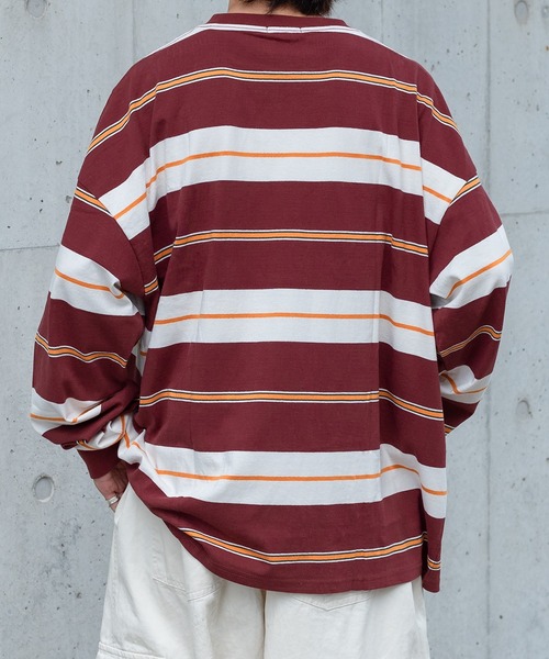 Perushu(ペルーシュ)の「【1周年記念アイテム】レトロボーダーロンT(Tシャツ/カットソー・メンズ・ダークグリーン/ダークブラウン/ボルドー・MEDIUM/LARGE)」の14枚目の写真