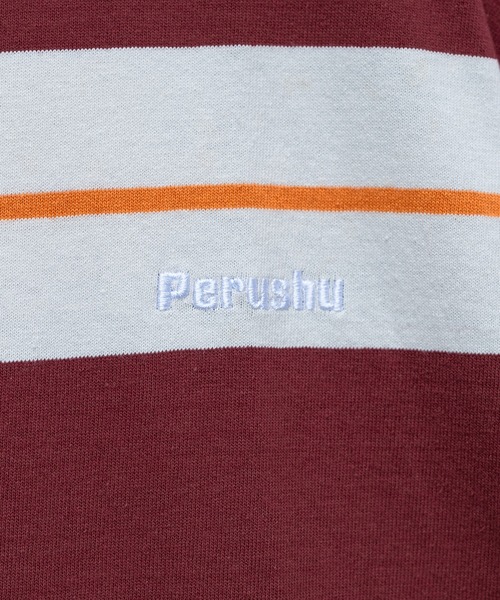 Perushu(ペルーシュ)の「【1周年記念アイテム】レトロボーダーロンT(Tシャツ/カットソー・メンズ・ダークグリーン/ダークブラウン/ボルドー・MEDIUM/LARGE)」の16枚目の写真