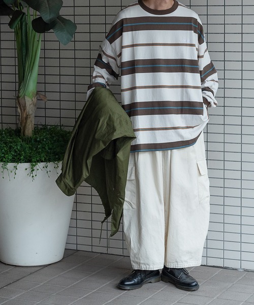 Perushu(ペルーシュ)の「【1周年記念アイテム】レトロボーダーロンT(Tシャツ/カットソー・メンズ・ダークグリーン/ダークブラウン/ボルドー・MEDIUM/LARGE)」の18枚目の写真