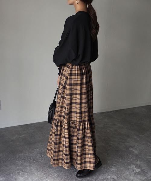 Riberry（リベリー）の「チェックマーメイドスカート（スカート・レディース・ベージュ/ネイビー/ブラウン・MEDIUM/LARGE）」の22枚目の写真