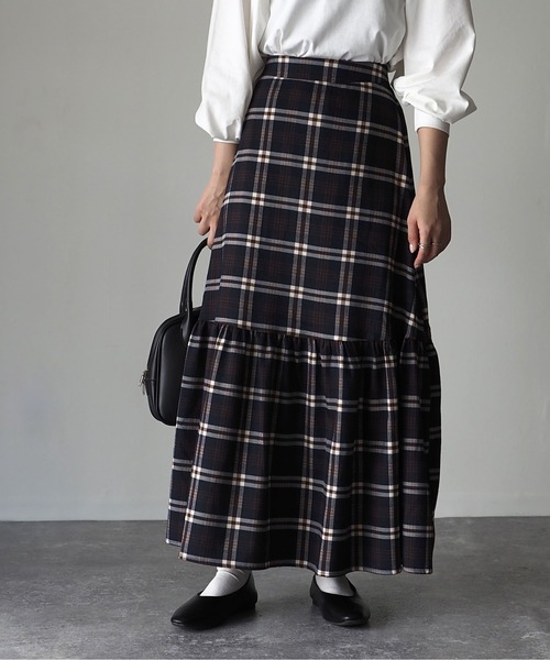 Riberry（リベリー）の「チェックマーメイドスカート（スカート・レディース・ベージュ/ネイビー/ブラウン・MEDIUM/LARGE）」の21枚目の写真