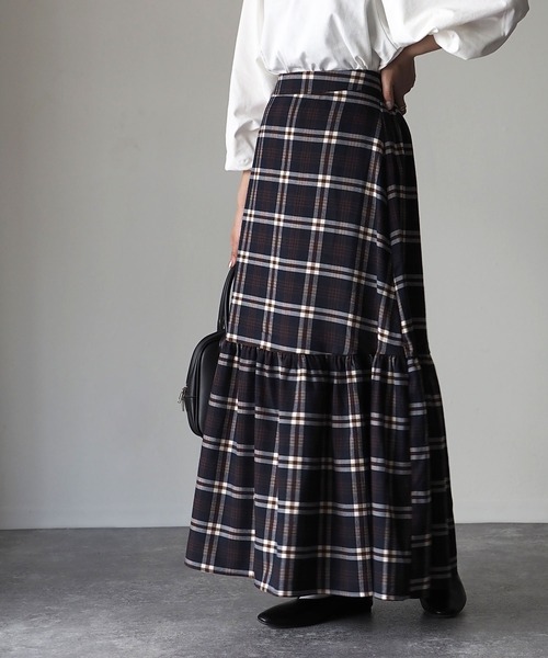 Riberry（リベリー）の「チェックマーメイドスカート（スカート・レディース・ベージュ/ネイビー/ブラウン・MEDIUM/LARGE）」の18枚目の写真