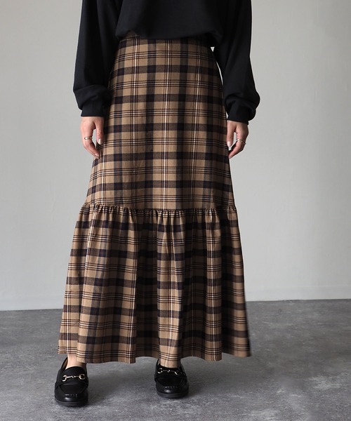 Riberry（リベリー）の「チェックマーメイドスカート（スカート・レディース・ベージュ/ネイビー/ブラウン・MEDIUM/LARGE）」の19枚目の写真