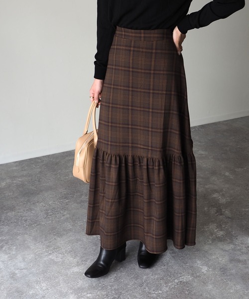 Riberry（リベリー）の「チェックマーメイドスカート（スカート・レディース・ベージュ/ネイビー/ブラウン・MEDIUM/LARGE）」の17枚目の写真