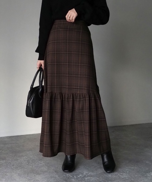 Riberry（リベリー）の「チェックマーメイドスカート（スカート・レディース・ベージュ/ネイビー/ブラウン・MEDIUM/LARGE）」の13枚目の写真