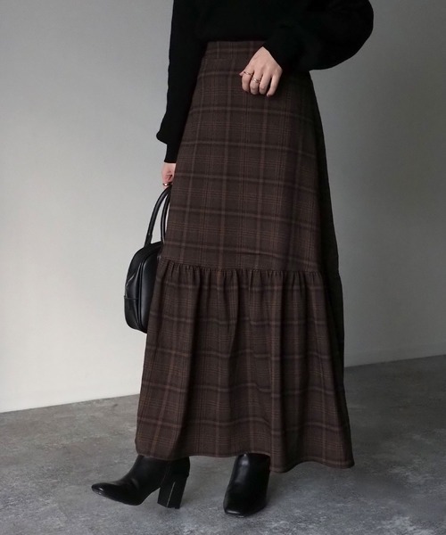 Riberry（リベリー）の「チェックマーメイドスカート（スカート・レディース・ベージュ/ネイビー/ブラウン・MEDIUM/LARGE）」の12枚目の写真