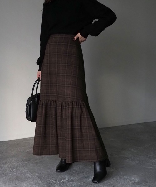 Riberry（リベリー）の「チェックマーメイドスカート（スカート・レディース・ベージュ/ネイビー/ブラウン・MEDIUM/LARGE）」の15枚目の写真
