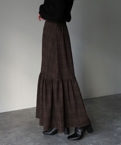 Riberry（リベリー）の「チェックマーメイドスカート（スカート・レディース・ベージュ/ネイビー/ブラウン・MEDIUM/LARGE）」の10枚目の写真