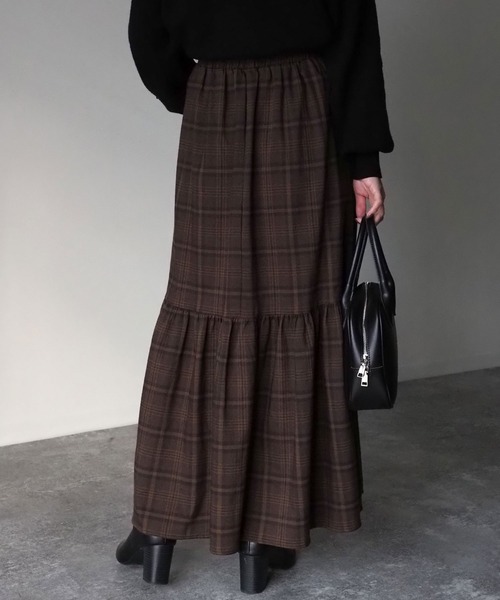 Riberry（リベリー）の「チェックマーメイドスカート（スカート・レディース・ベージュ/ネイビー/ブラウン・MEDIUM/LARGE）」の9枚目の写真