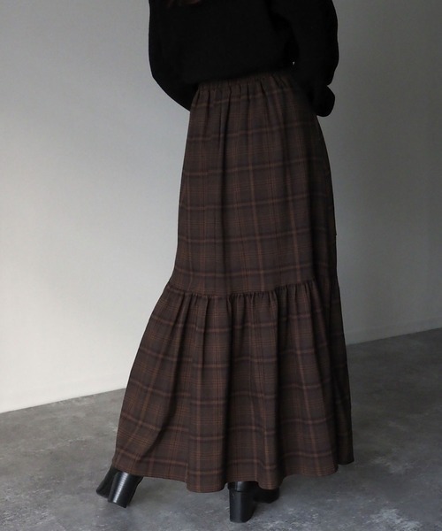 Riberry（リベリー）の「チェックマーメイドスカート（スカート・レディース・ベージュ/ネイビー/ブラウン・MEDIUM/LARGE）」の8枚目の写真