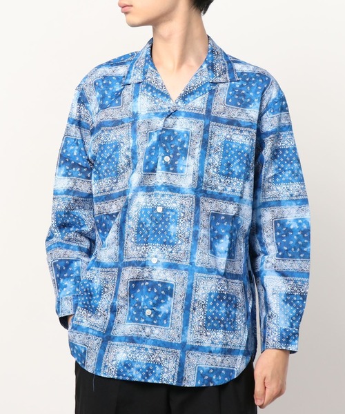 APPLEBUM（アップルバム）の「"Bandanna Marble" Open Collar L/S Shirt（シャツ/ブラウス・メンズ・ベージュ/ブラック/ブルー・MEDIUM/LARGE/X-LARGE）」の4枚目の写真