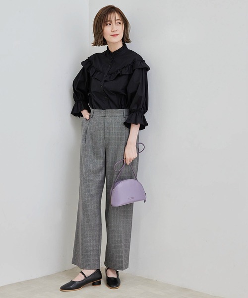 ROPE' PICNIC(ロペピクニック)の「ガンクラブチェックストレートセミワイドパンツ(その他パンツ・レディース・ブラック系その他2/グレー・36/38/40)」の10枚目の写真