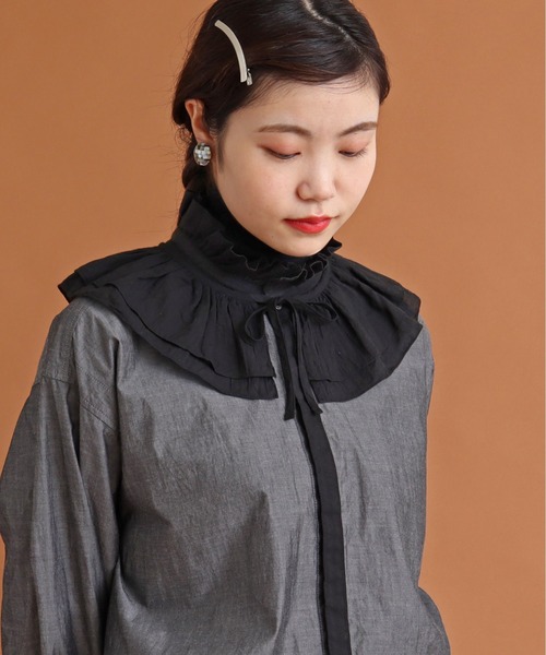 Malle（マル）の「malle ローンワッシャー　フリル付け衿（付け襟・レディース・ブラック/キナリ/ライトベージュ・FREE）」の3枚目の写真