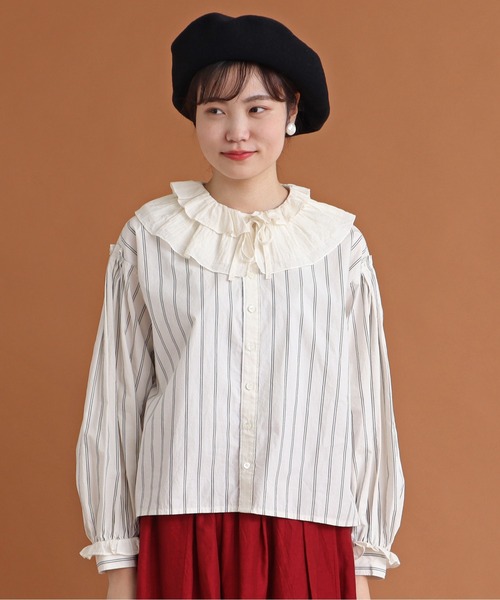 Malle（マル）の「malle ローンワッシャー　フリル付け衿（付け襟・レディース・ブラック/キナリ/ライトベージュ・FREE）」の9枚目の写真