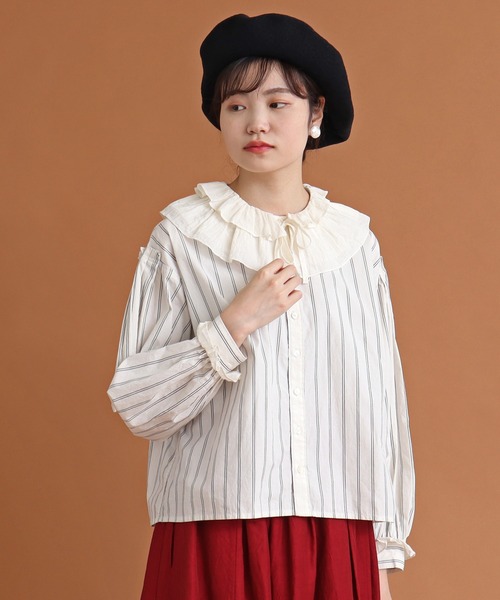 Malle（マル）の「malle ローンワッシャー　フリル付け衿（付け襟・レディース・ブラック/キナリ/ライトベージュ・FREE）」の11枚目の写真