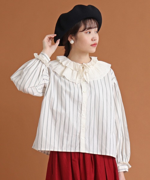 Malle（マル）の「malle ローンワッシャー　フリル付け衿（付け襟・レディース・ブラック/キナリ/ライトベージュ・FREE）」の12枚目の写真