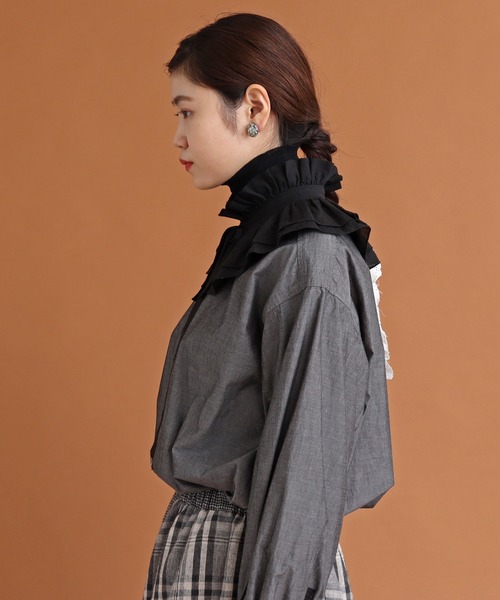 Malle（マル）の「malle ローンワッシャー　フリル付け衿（付け襟・レディース・ブラック/キナリ/ライトベージュ・FREE）」の14枚目の写真