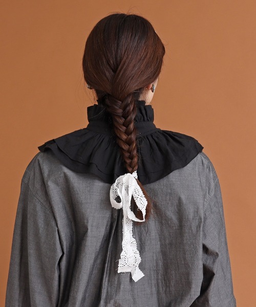 Malle（マル）の「malle ローンワッシャー　フリル付け衿（付け襟・レディース・ブラック/キナリ/ライトベージュ・FREE）」の15枚目の写真