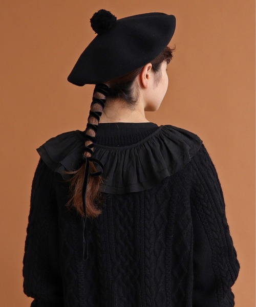 Malle（マル）の「malle ローンワッシャー　フリル付け衿（付け襟・レディース・ブラック/キナリ/ライトベージュ・FREE）」の19枚目の写真