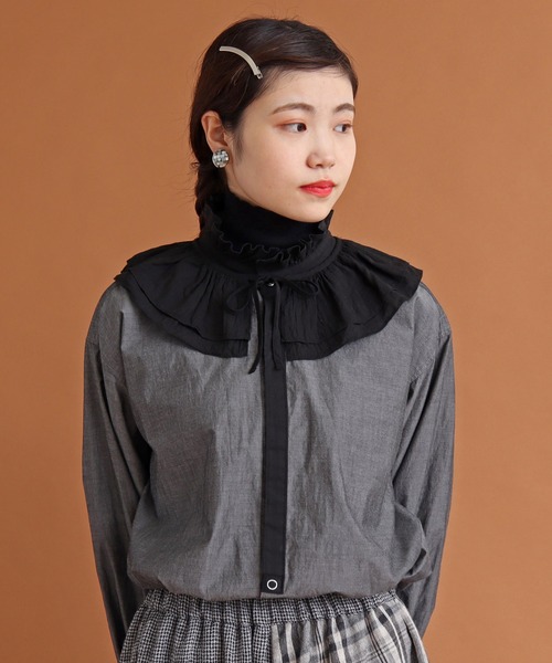 Malle（マル）の「malle ローンワッシャー　フリル付け衿（付け襟・レディース・ブラック/キナリ/ライトベージュ・FREE）」の16枚目の写真