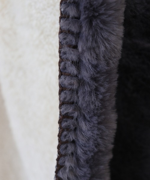 emesuelee（エメスーリー）の「フェイクファー裏ボアブランケットS（ブランケット・レディース・アイボリー/イエロー/ネイビー/ブラック/スモークピンク/ダークグレー/カーキ/ライトベージュ/A/ライトグレー/ダークベージュ/B・フリー）」の15枚目の写真