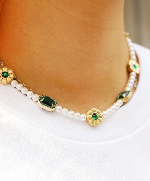 SAD REBORN DOLLS（サッドリボーンドルズ）の「SALUTE / サルーテ SALUTE × SUPPLIER NECKLACE パール ネックレス チョーカーネックレス（ネックレス・メンズ・グリーン・FREE）」の14枚目の写真