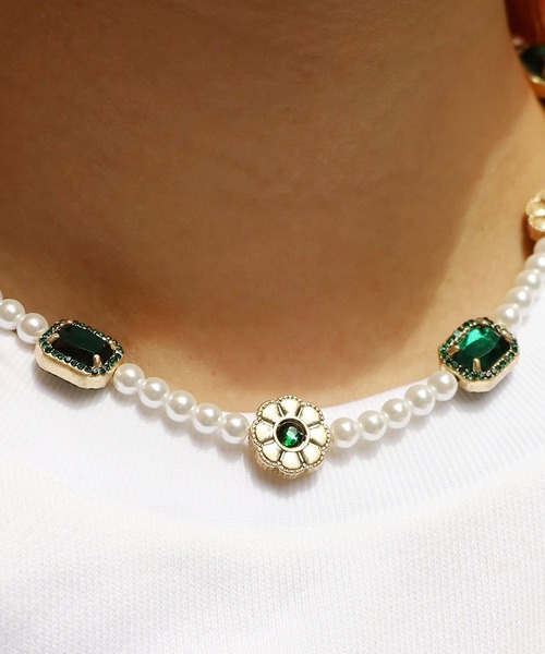 SAD REBORN DOLLS（サッドリボーンドルズ）の「SALUTE / サルーテ SALUTE × SUPPLIER NECKLACE パール ネックレス チョーカーネックレス（ネックレス・メンズ・グリーン・FREE）」の15枚目の写真