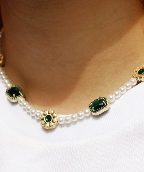 SAD REBORN DOLLS（サッドリボーンドルズ）の「SALUTE / サルーテ SALUTE × SUPPLIER NECKLACE パール ネックレス チョーカーネックレス（ネックレス・メンズ・グリーン・FREE）」の16枚目の写真