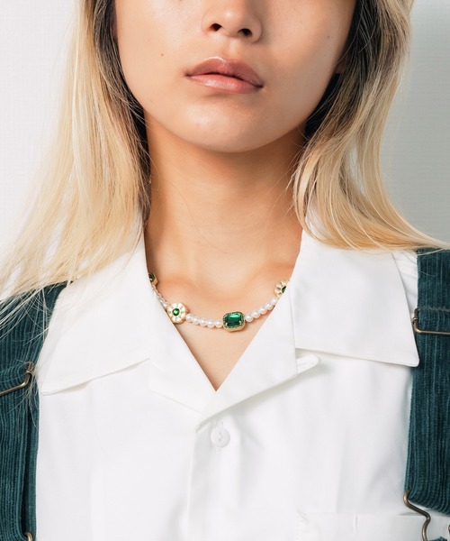SAD REBORN DOLLS（サッドリボーンドルズ）の「SALUTE / サルーテ SALUTE × SUPPLIER NECKLACE パール ネックレス チョーカーネックレス（ネックレス・メンズ・グリーン・FREE）」の18枚目の写真