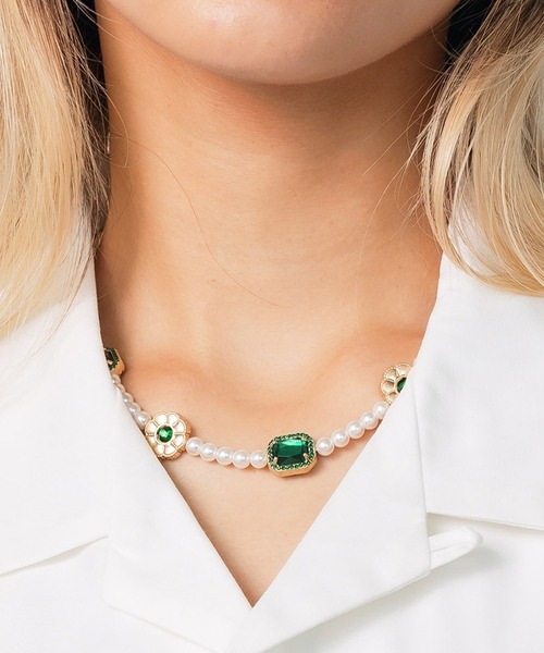 SAD REBORN DOLLS（サッドリボーンドルズ）の「SALUTE / サルーテ SALUTE × SUPPLIER NECKLACE パール ネックレス チョーカーネックレス（ネックレス・メンズ・グリーン・FREE）」の19枚目の写真