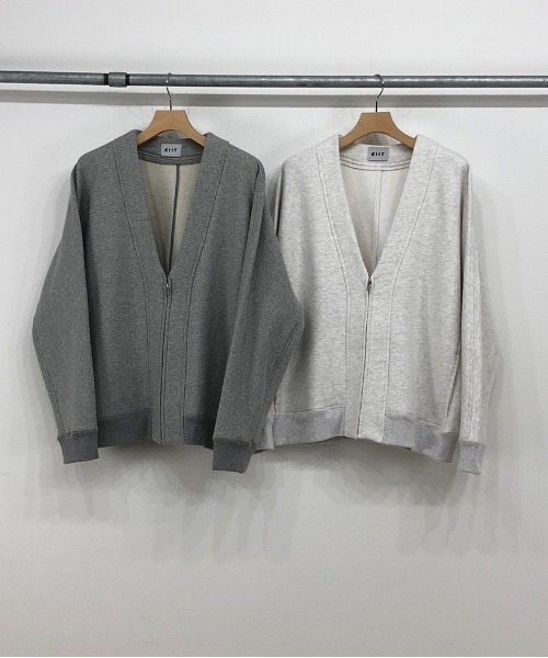 KIIT（キート）の「KIIT キート / ZIP UP CARDIGAN オーバイサイズ ジップアップスウェットカーディガン セットアップ / KIM-T92-010（カーディガン/ボレロ・メンズ・ホワイト/ミックスグレー・3/2/1）」の9枚目の写真