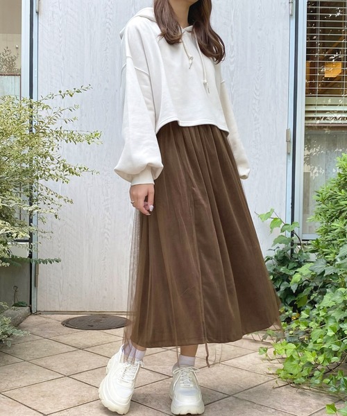 apres jour(アプレジュール)の「チュール×ベロアスカート【ZOZOTOWN限定アイテム】(スカート・レディース・ダークブラウン/モカ/ライトベージュ・SMALL/MEDIUM/X-LARGE)」の7枚目の写真